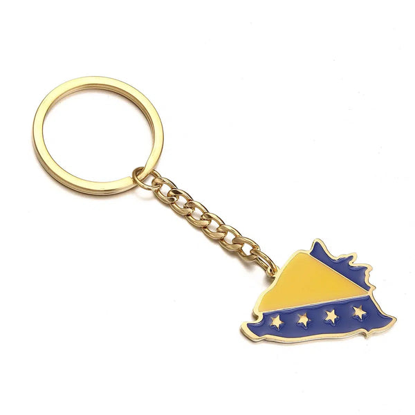 Bosnia and Herzegovina Flag Map Keychain