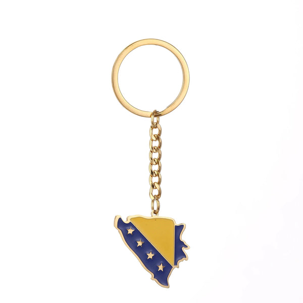 Bosnia and Herzegovina Flag Map Keychain
