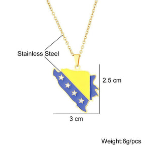 Bosnia and Herzegovina Flag Map Necklace