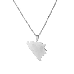 Bosnia and Herzegovina Flag Map Necklace