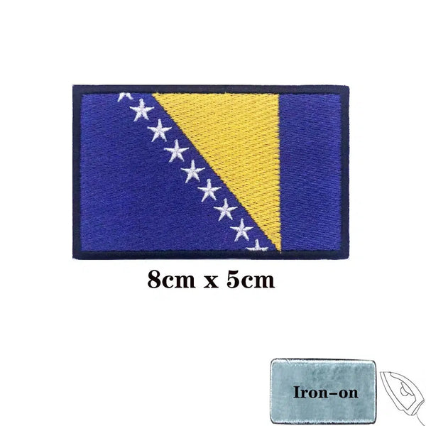 Bosnia and Herzegovina Flag Patch - Iron On/Hook & Loop Patch