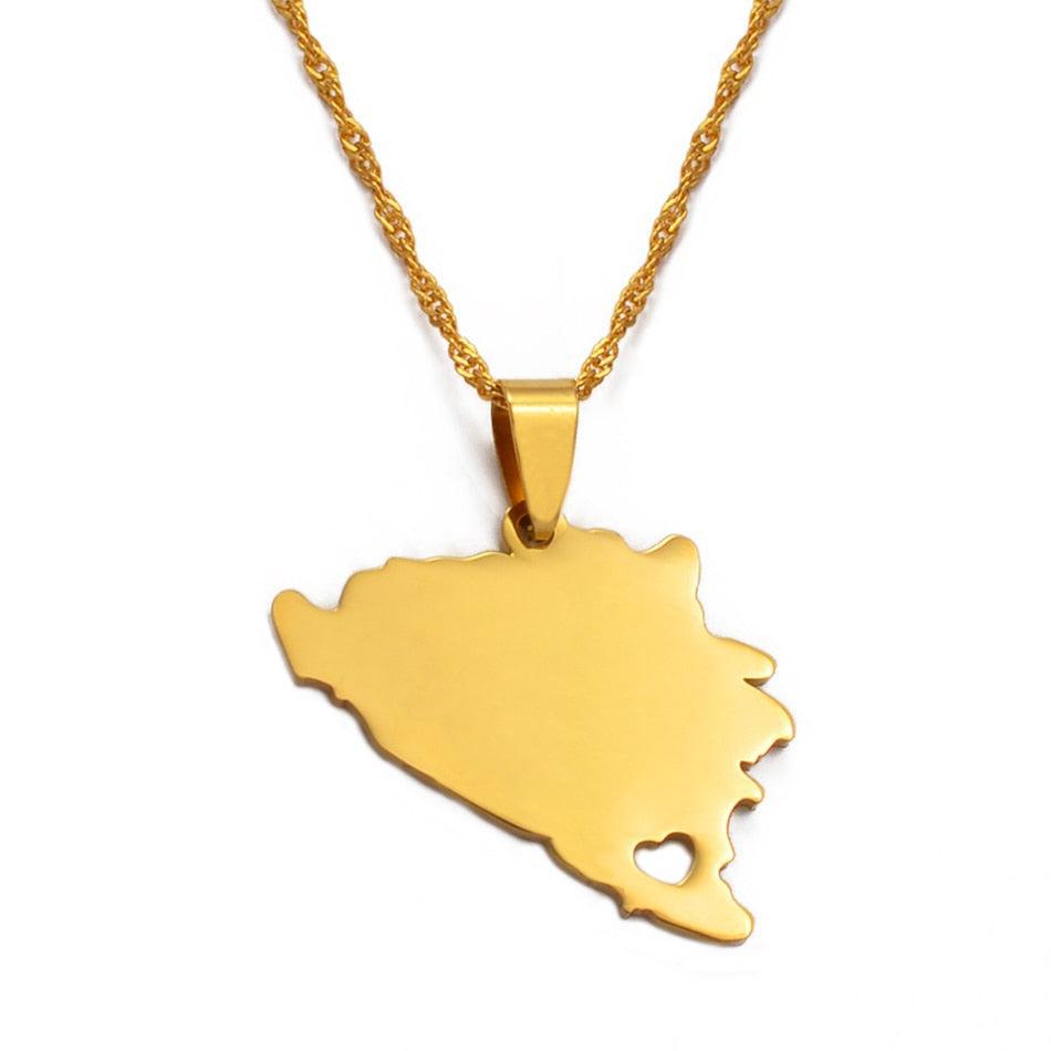 Bosnia and Herzegovina Map Necklace