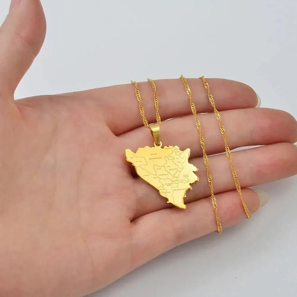 Bosnia and Herzegovina Map Necklace