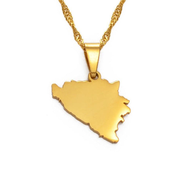 Bosnia and Herzegovina Map Necklace