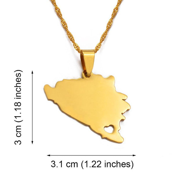 Bosnia and Herzegovina Map Necklace