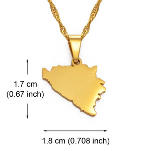 Bosnia and Herzegovina Map Necklace