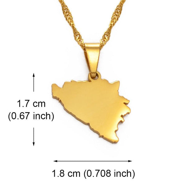 Bosnia and Herzegovina Map Necklace