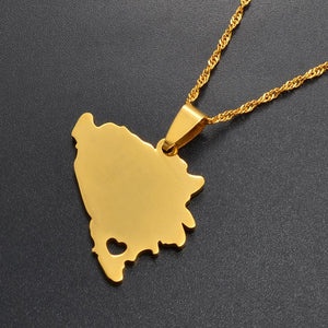 Bosnia and Herzegovina Map Necklace