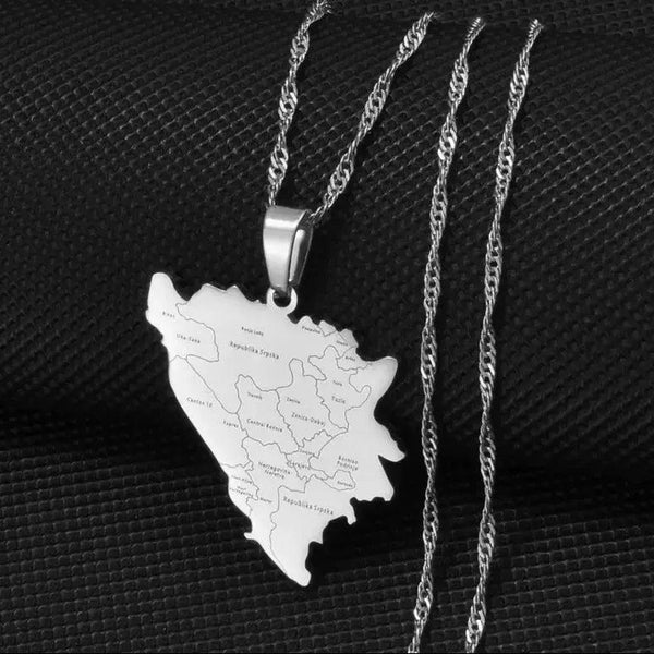 Bosnia and Herzegovina Map Necklace