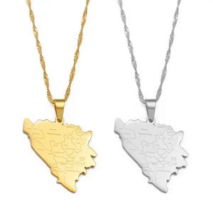 Bosnia and Herzegovina Map Necklace