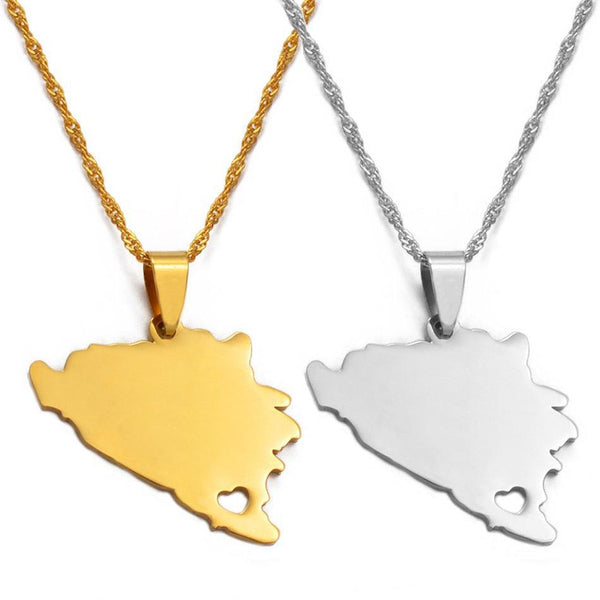 Bosnia and Herzegovina Map Necklace