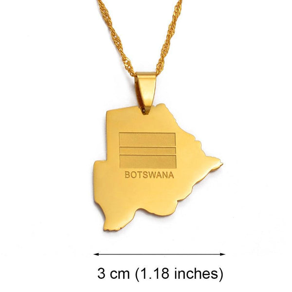 Botswana Flag Map Necklace