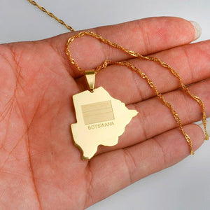 Botswana Flag Map Necklace