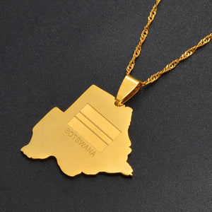 Botswana Flag Map Necklace