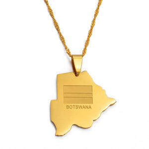 Botswana Flag Map Necklace