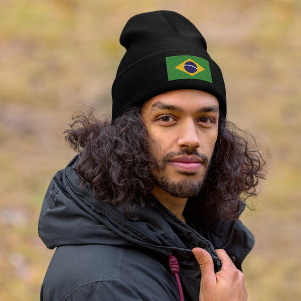 Brazil Flag Beanie - Embroidered Winter Hat