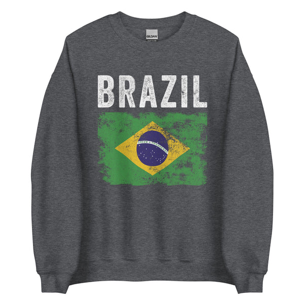 Brazil Flag Distressed - Brazilian Flag Sweatshirt