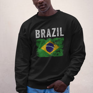 Brazil Flag Distressed - Brazilian Flag Sweatshirt