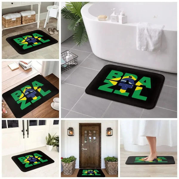 Brazil Flag Doormat - Welcome Mat for Bath and Front Door
