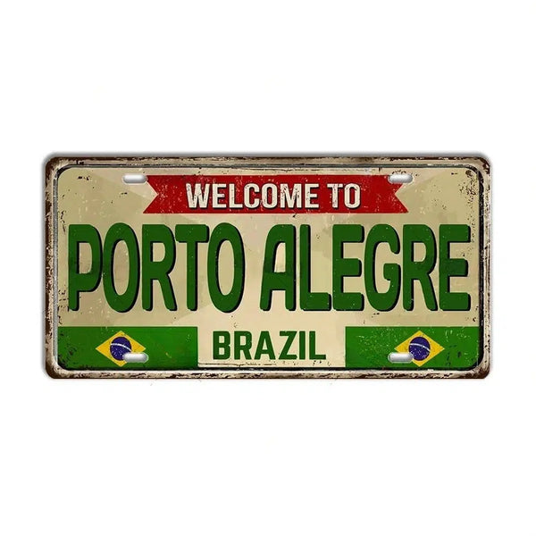 Brazil Flag License Plate Collection - Decorative Metal Tin Signs