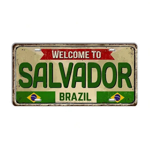 Brazil Flag License Plate Collection - Decorative Metal Tin Signs