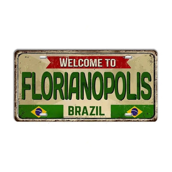 Brazil Flag License Plate Collection - Decorative Metal Tin Signs