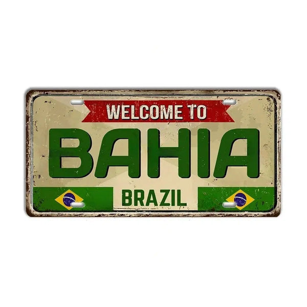 Brazil Flag License Plate Collection - Decorative Metal Tin Signs
