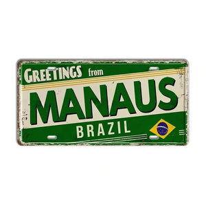 Brazil Flag License Plate Collection - Decorative Metal Tin Signs