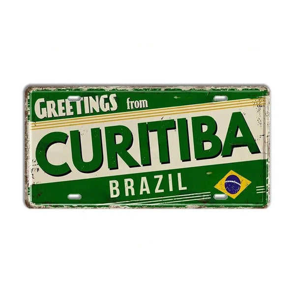 Brazil Flag License Plate Collection - Decorative Metal Tin Signs