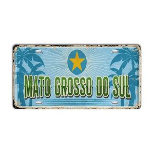 Brazil Flag License Plate Collection - Decorative Metal Tin Signs