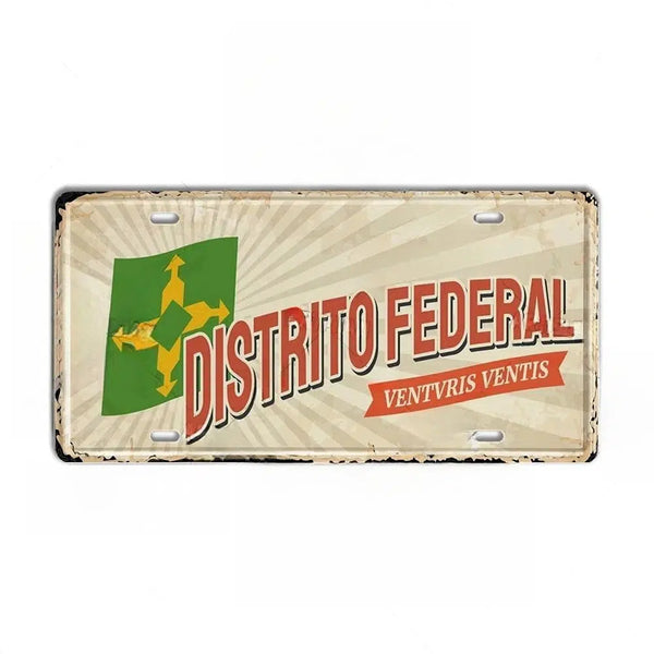 Brazil Flag License Plate Collection - Decorative Metal Tin Signs