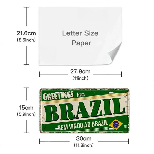 Brazil Flag License Plate Collection - Decorative Metal Tin Signs