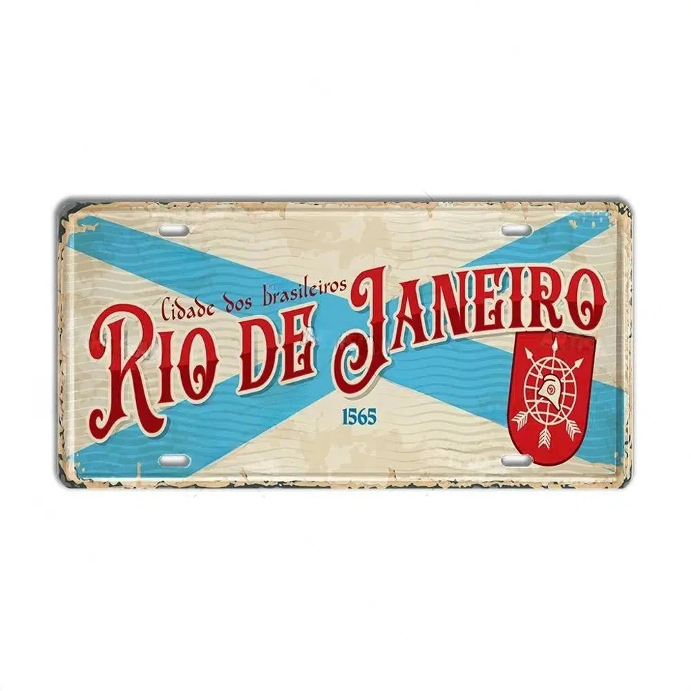 Brazil Flag License Plate Collection - Decorative Metal Tin Signs