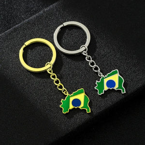 Brazil Flag Map Keychain