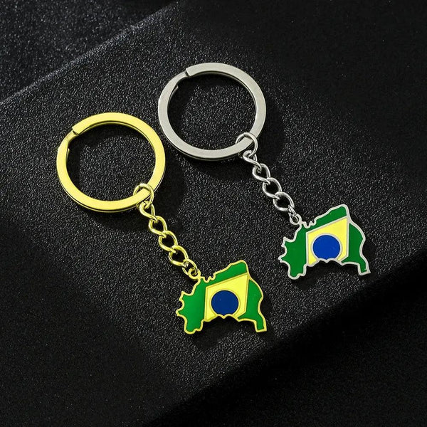 Brazil Flag Map Keychain