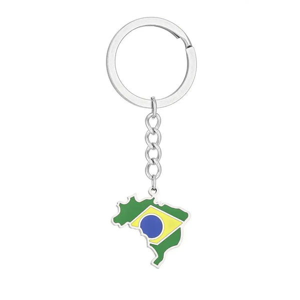 Brazil Flag Map Keychain