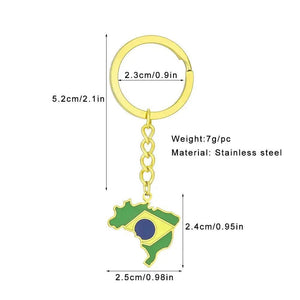 Brazil Flag Map Keychain