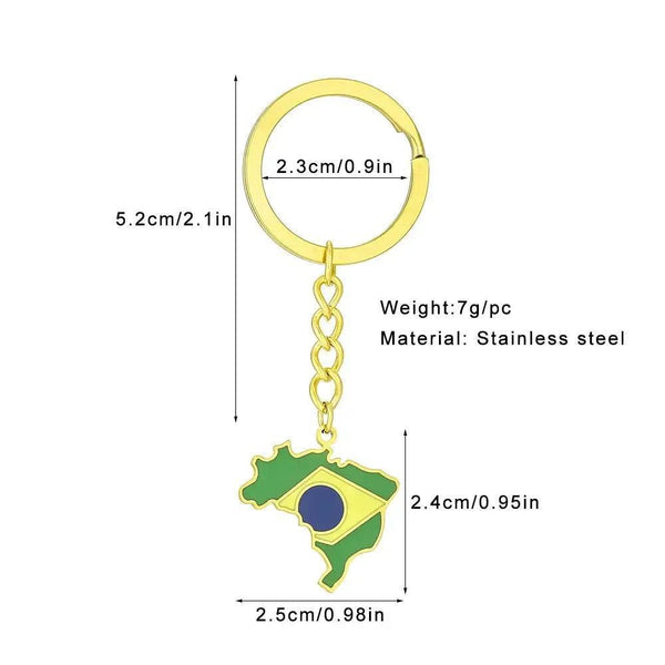 Brazil Flag Map Keychain