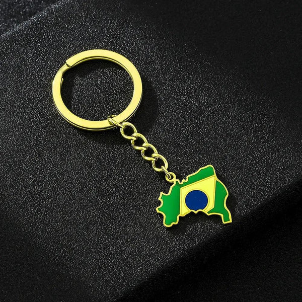 Brazil Flag Map Keychain