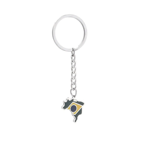 Brazil Flag Map Keychain