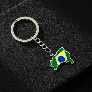 Brazil Flag Map Keychain