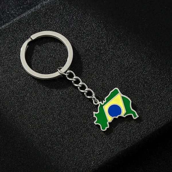 Brazil Flag Map Keychain