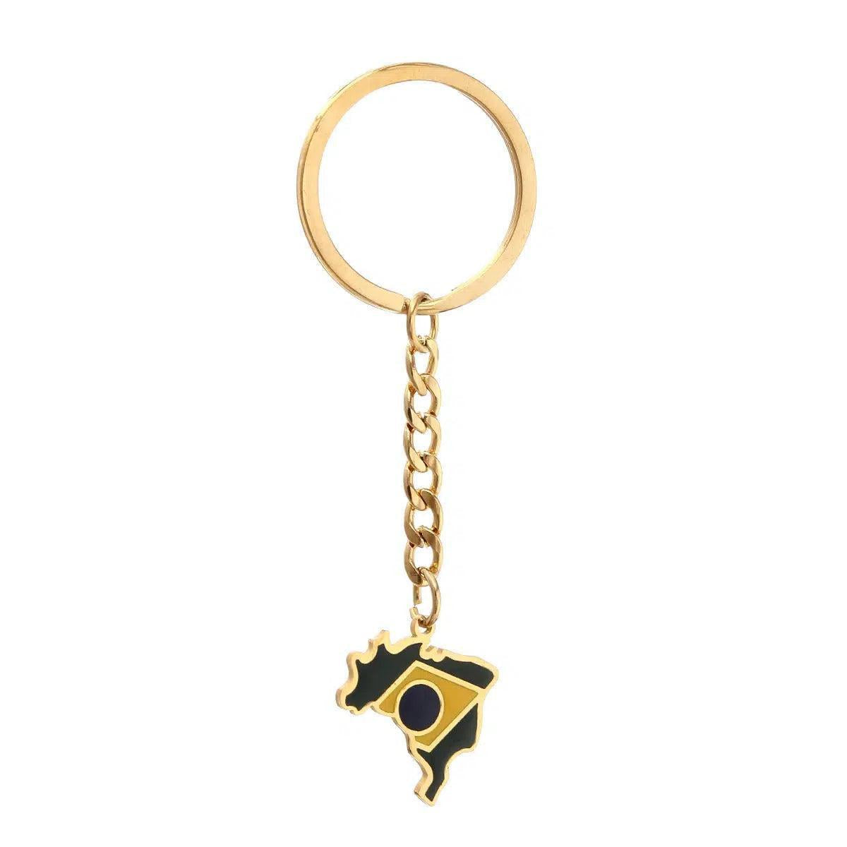Brazil Flag Map Keychain