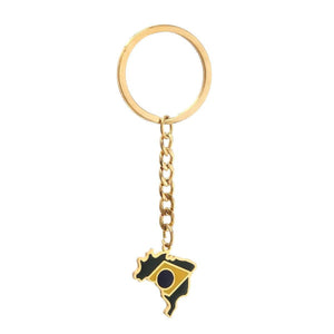 Brazil Flag Map Keychain