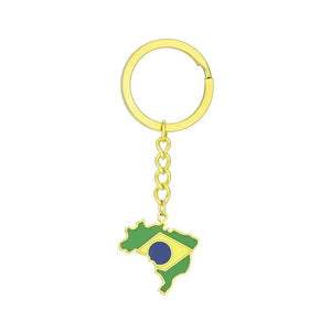 Brazil Flag Map Keychain