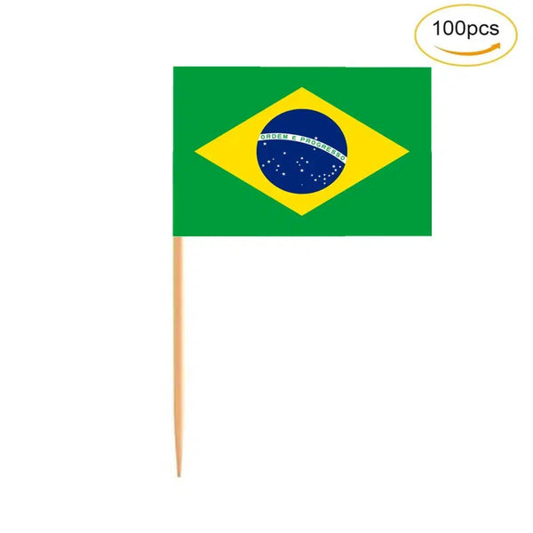 Brazil Flag Toothpicks - Cupcake Toppers (100Pcs)