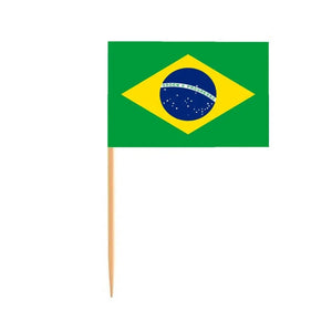Brazil Flag Toothpicks - Cupcake Toppers (100Pcs)