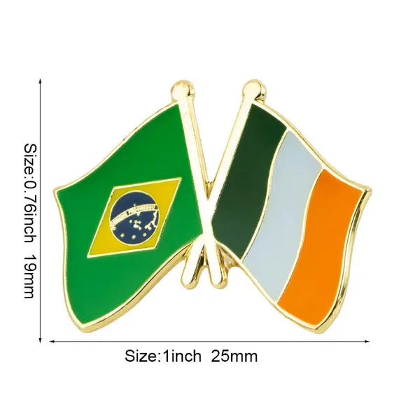 Brazil Ireland Flag Lapel Pin - Enamel Pin Flag