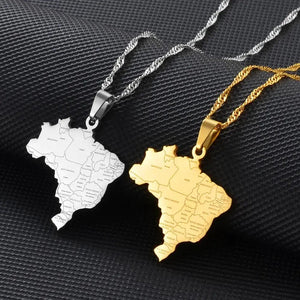 Brazil Map Necklace