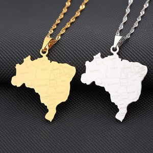 Brazil Map Necklace